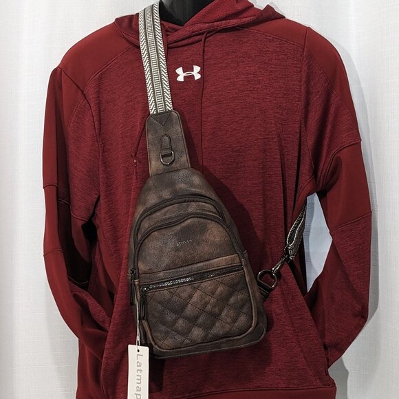 LATMAP Sling Bag For Women Fanny Pack Faux Leather  Backpack Brown NWT - Picture 14 of 14